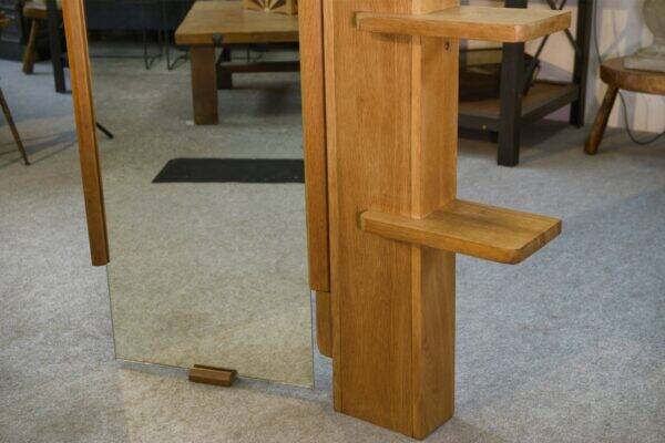 Wall shelf with adjustable mirror by Guillerme et Chambron for Votre Maison 1960's