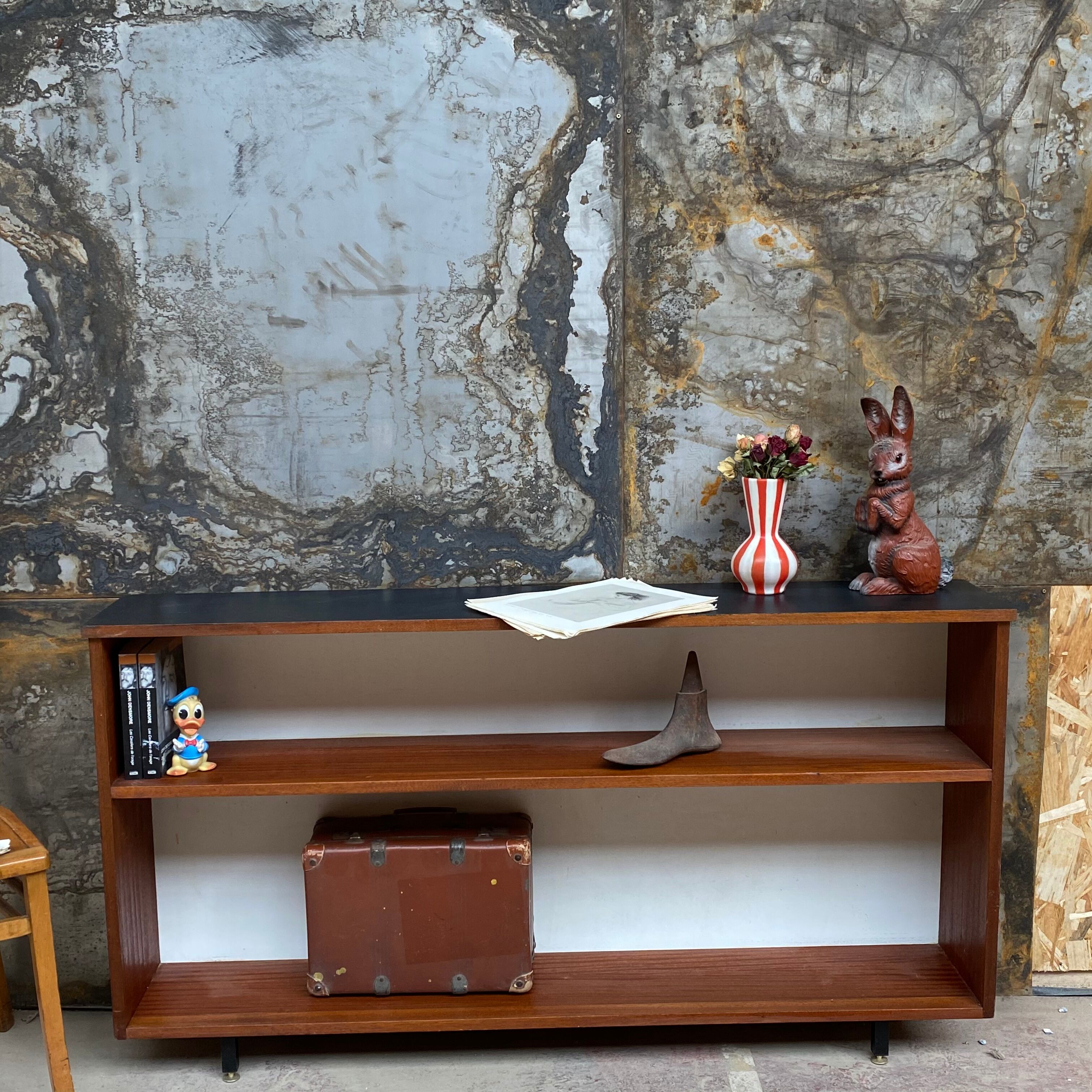 Seventies wood and metal library