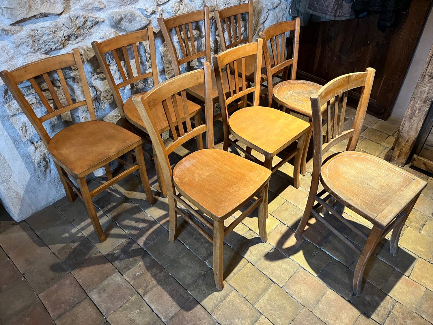 Lot de 8 chaises bistrot 1950