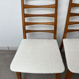 4 Scandinavian chairs, teak with boucle seats.