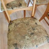 Set of 6 Vintage Wooden Dining Chairs: 1970s Mid-Century Bistro Style