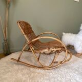 Vintage rattan rocking chair for children