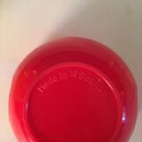 5 vintage glass cups and removable plastic support from the 70s in bright colors