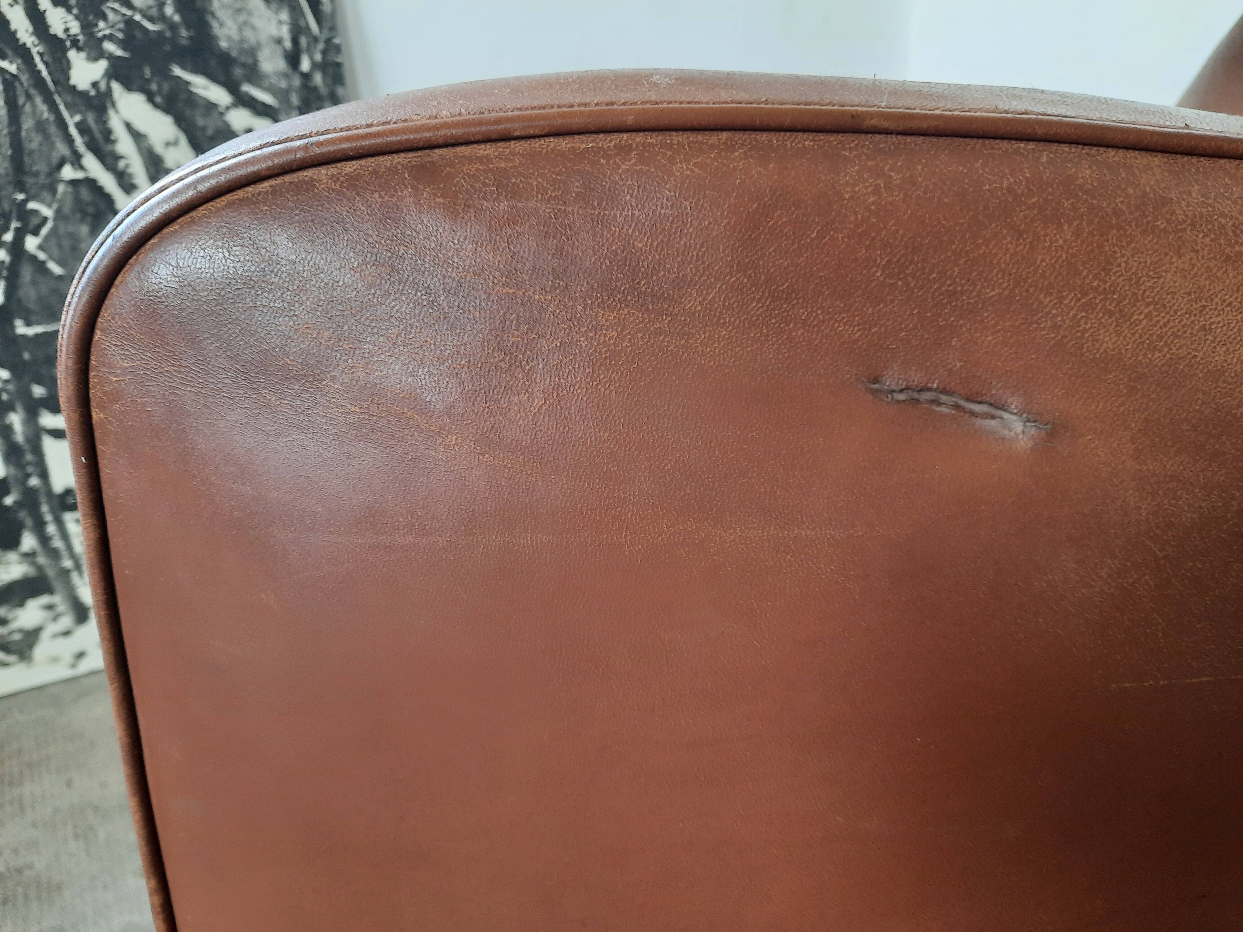 Leather club armchair, art deco