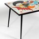 Mid Century Italian Modern Iron Table with Tiled Top and Abstract Motif