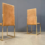 Brass dining chairs by Belgochrom, 1970s - set of 6