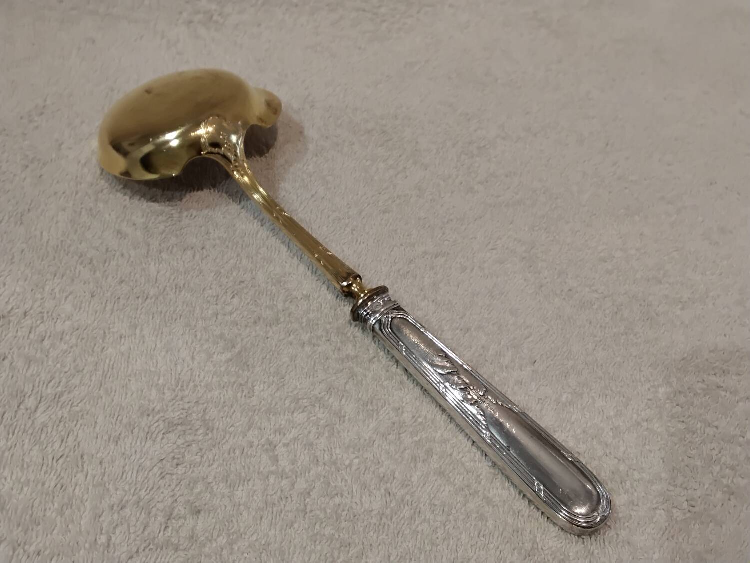 Louche dessert spoon silver 950 Minerva Louis XVI style