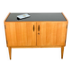 Petit buffet, WK Möbel, placage clair avec plateau en verre noir, années 50