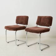 Pair of chrome and velvet chairs, Roche Bobois, 1970s