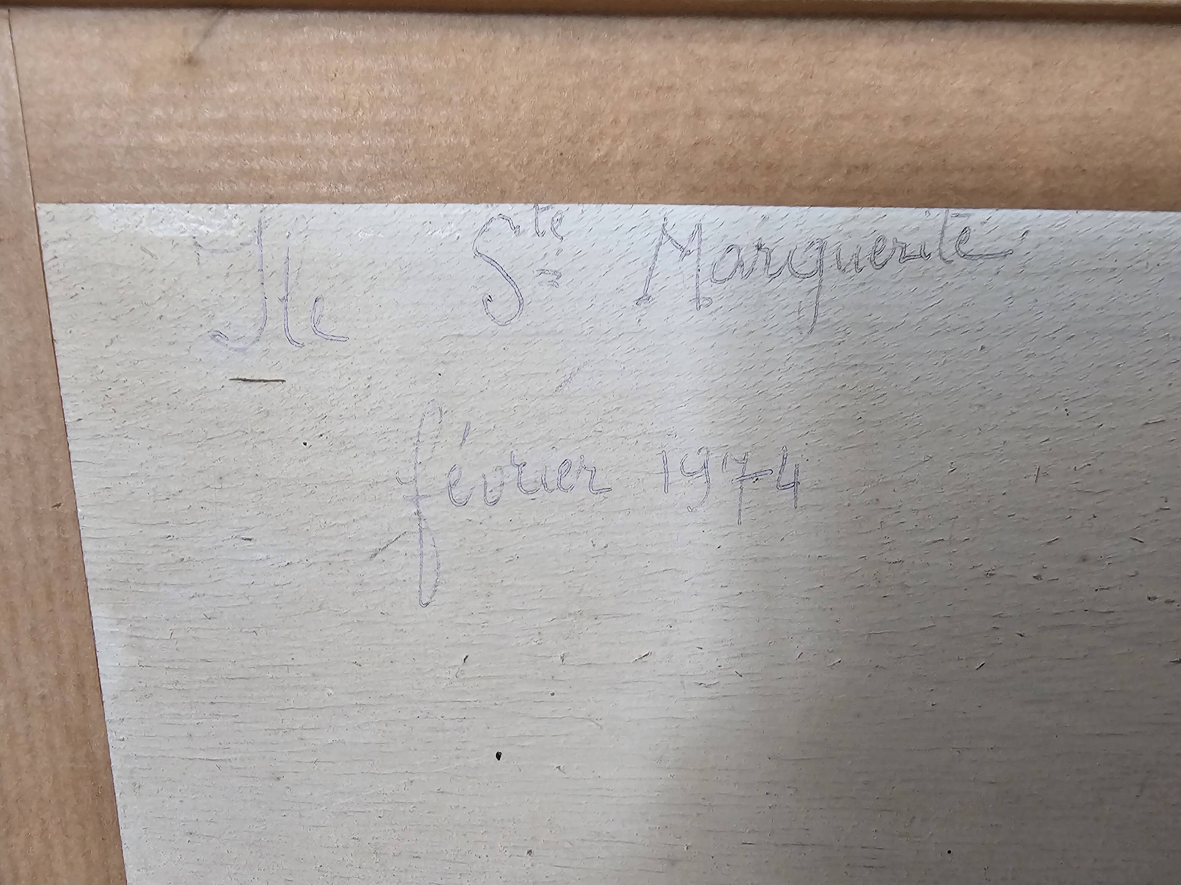 Oil painting on panel, landscape of Île Sainte-Marguerite, signed R. Manou