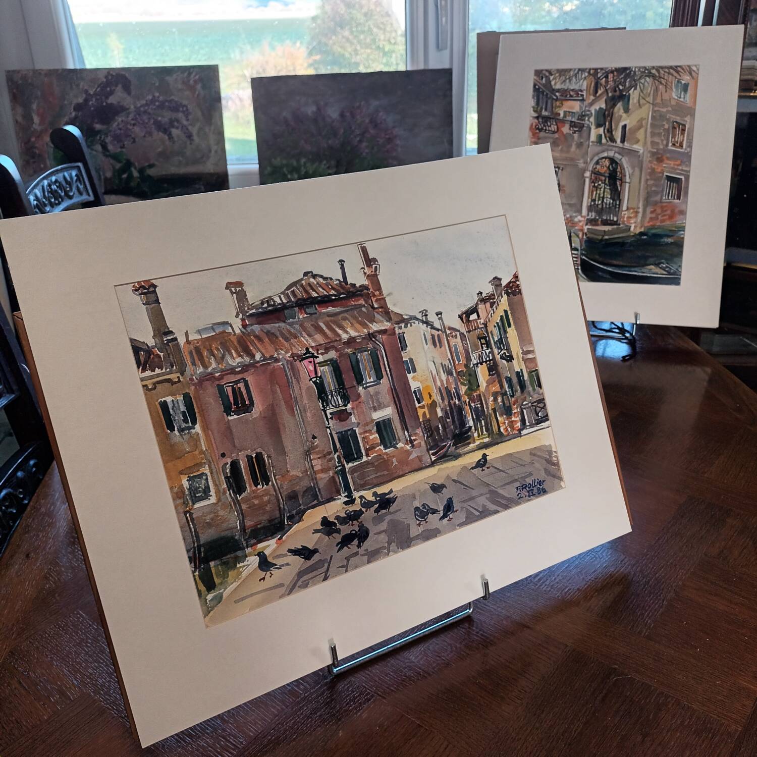 Watercolor place for pigeons