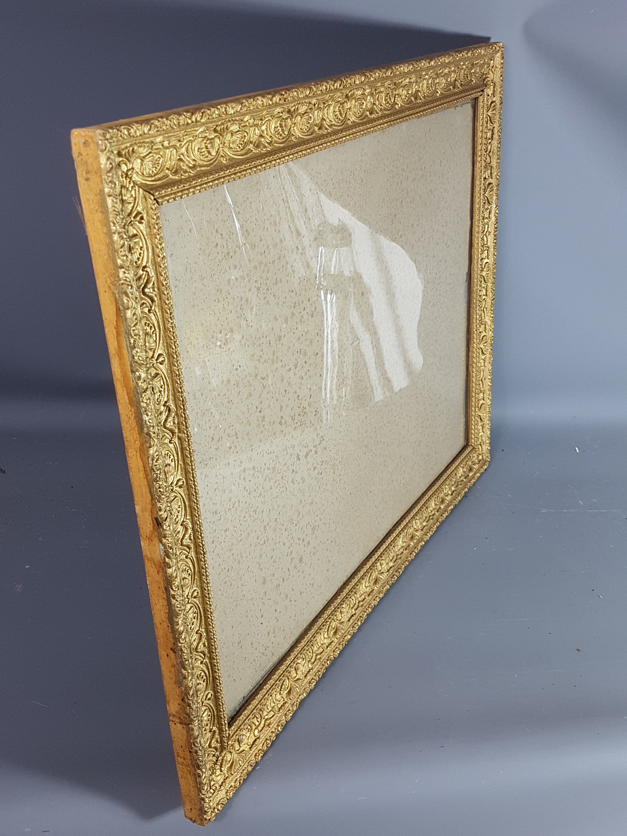 Old Frame Wood - Gild stucco decoration ancoly flowers 59X47 cm leafing 51.9x39.9 cm SB115