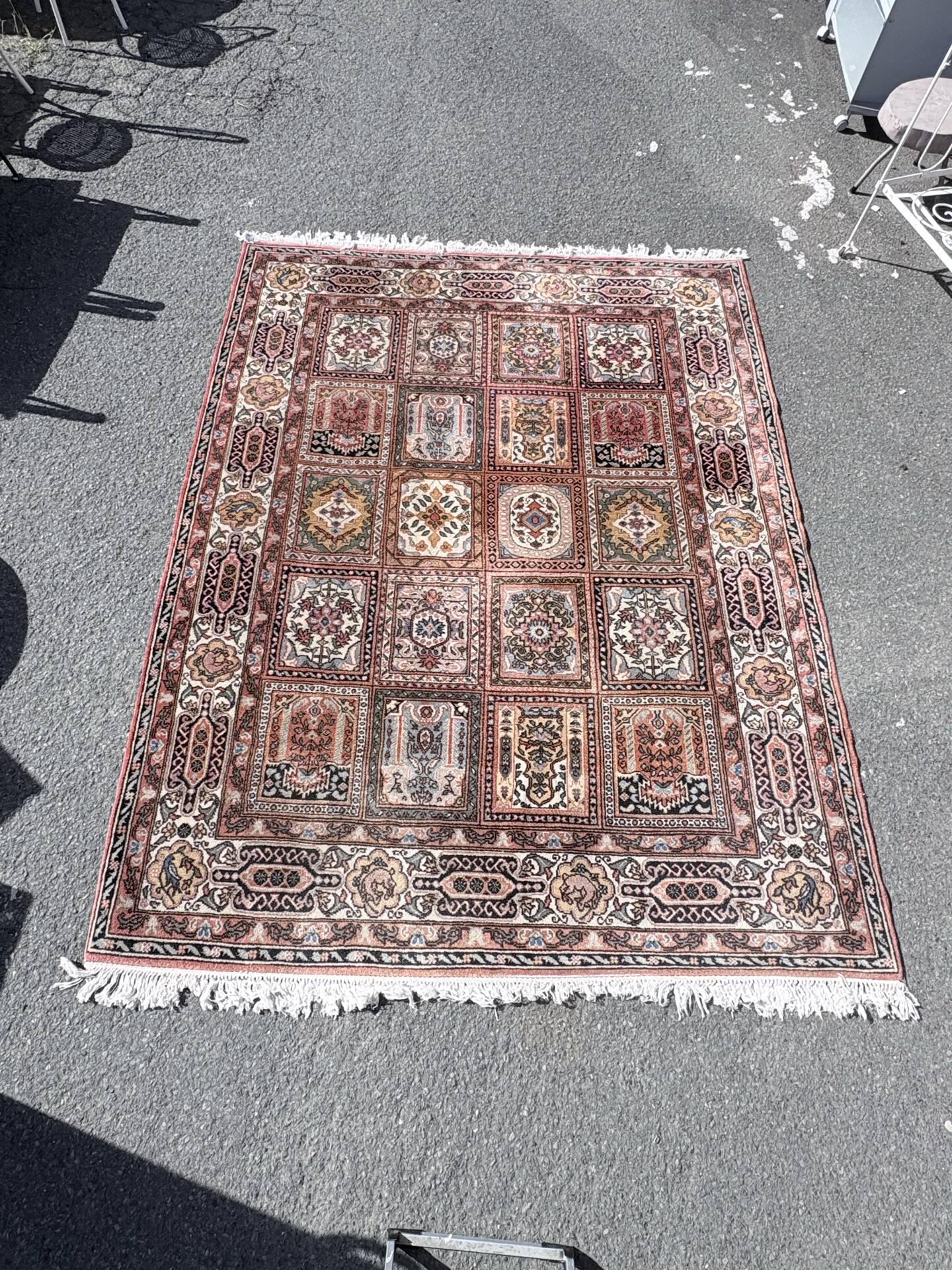 Large vintage Romanian wool carpet in Bakhtiari style