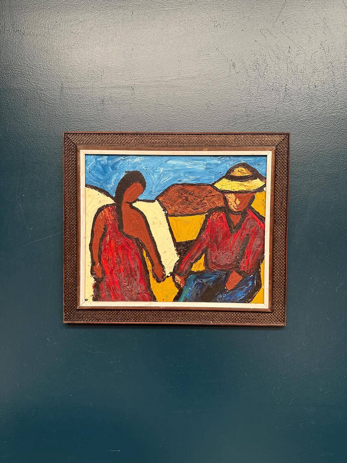 Original Swedish Oil on Canvas – “The Exchange” by Rollo – Signed – Vintage