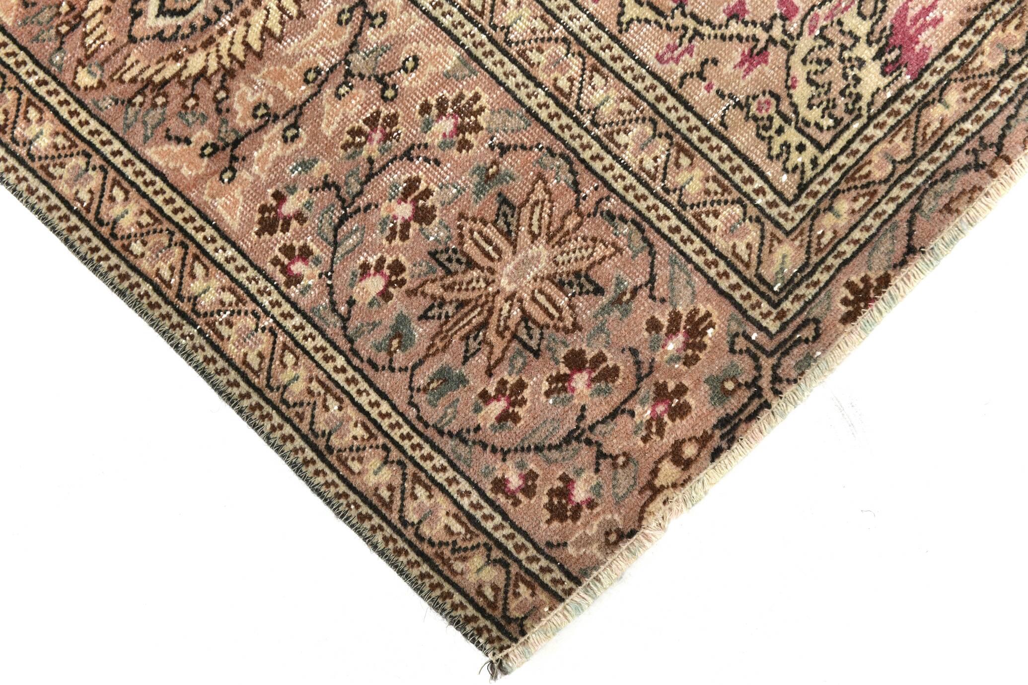 Brown & Cream Handmade Persian Rug, 196x260Cm