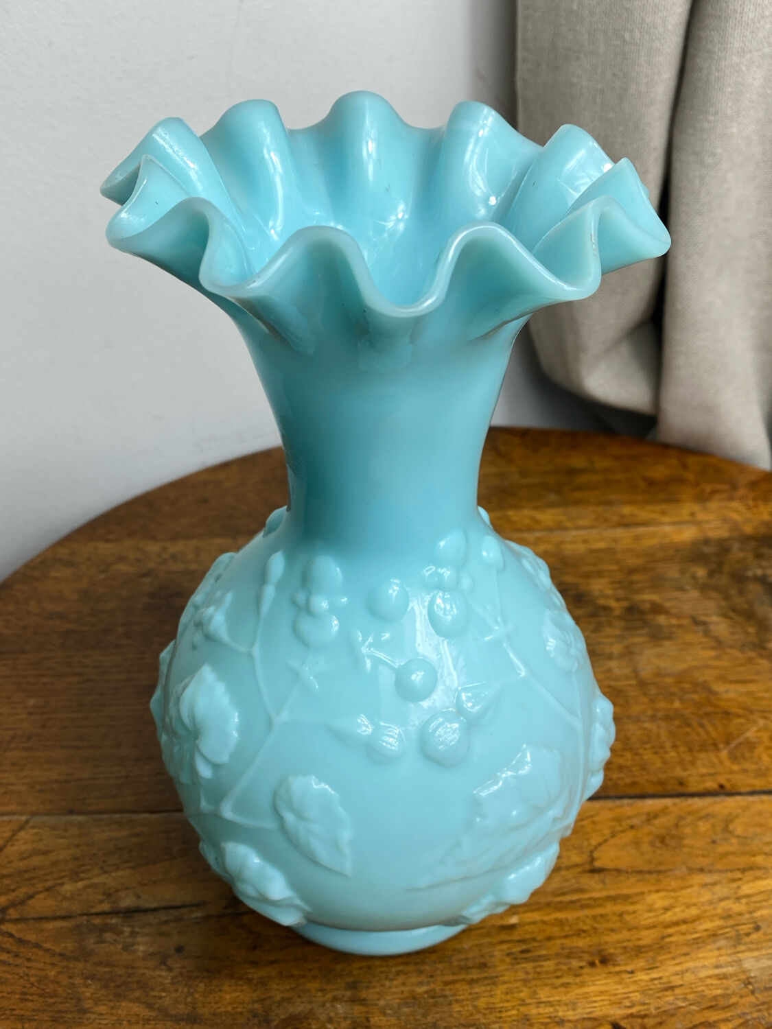 Blue opaline glass vase