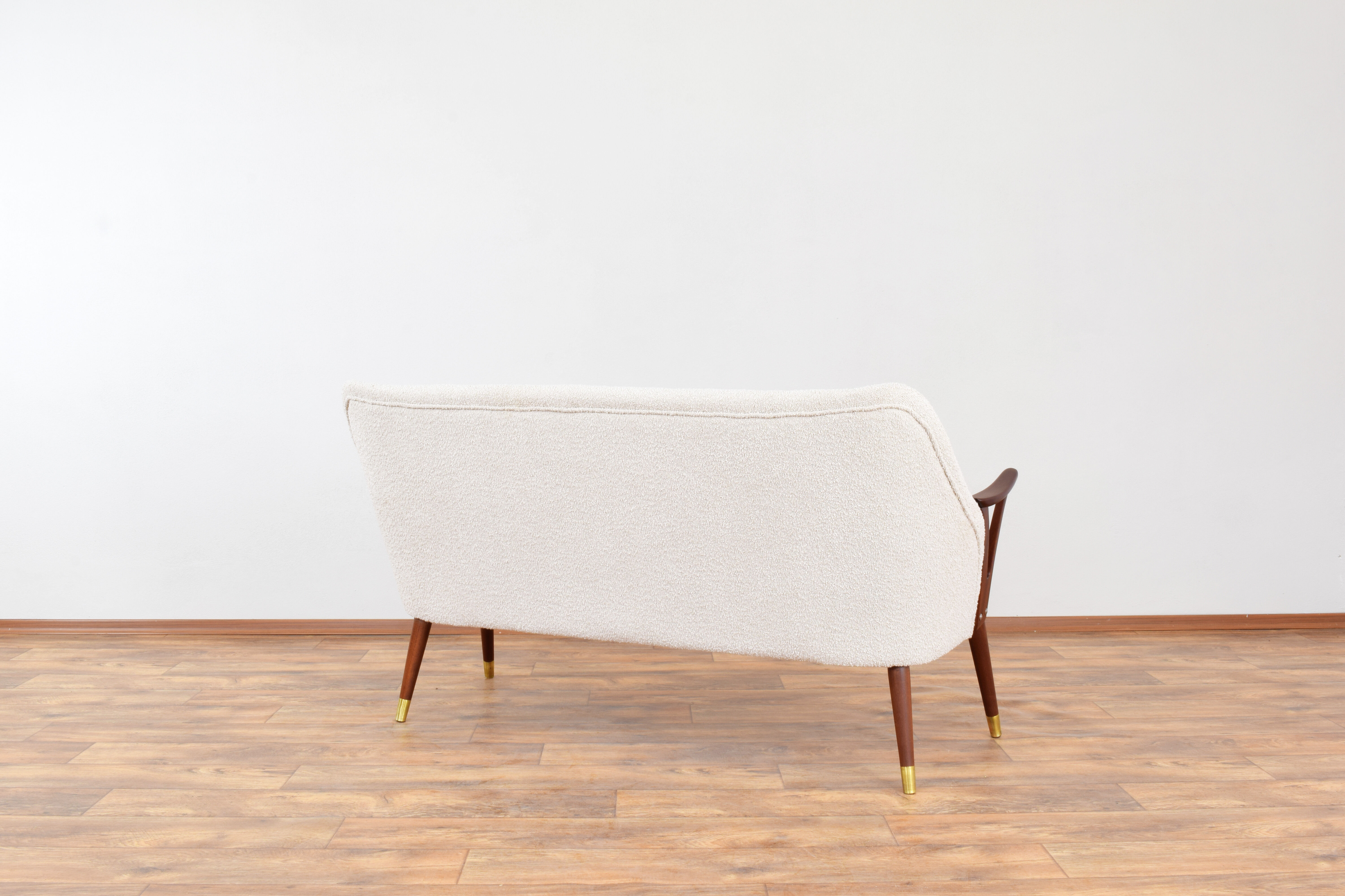 Mid-Century Norwegian Teak & Boucle Sofa, 1960s.