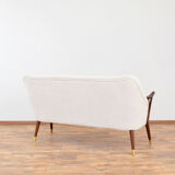 Mid-Century Norwegian Teak & Boucle Sofa, 1960s.