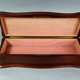 Old box sewing box shape chamturned wood interior fabrics SB