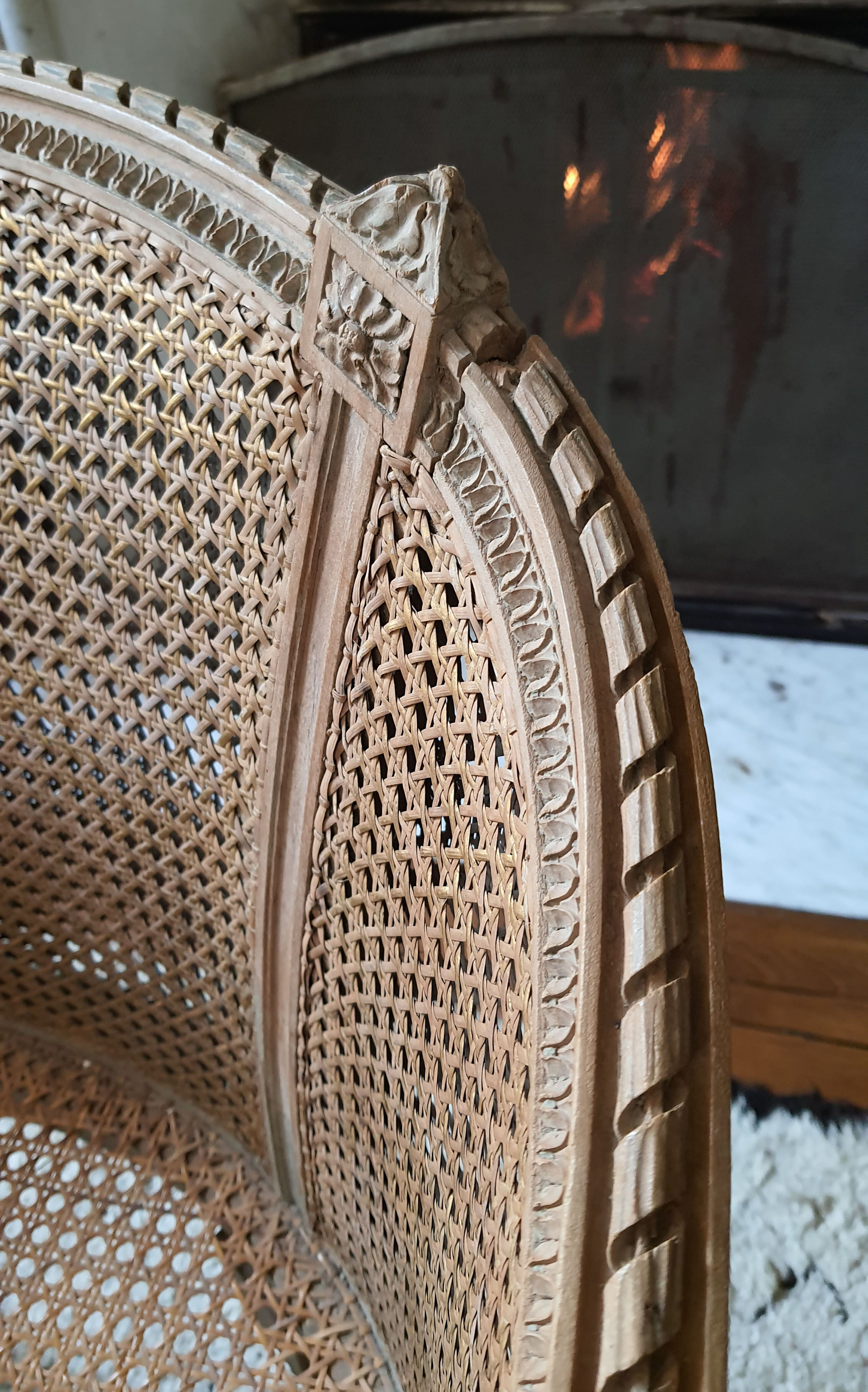 Bergere Louis XVI in wood and double canning