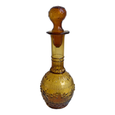 Carafe ambrée en verre moulé et soufflé années 50