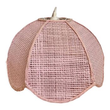 Vintage pink rattan pendant light
