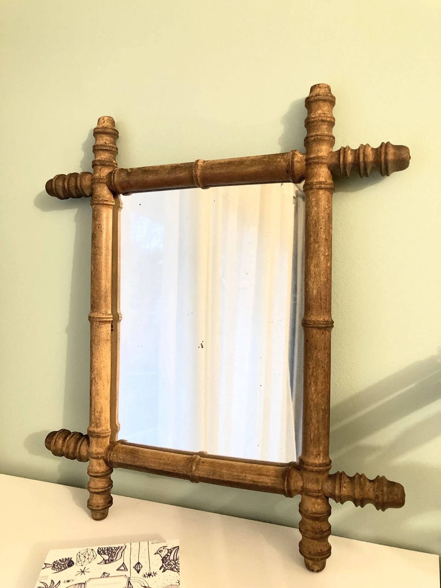 Bamboo wood mirror from the early 20th century.