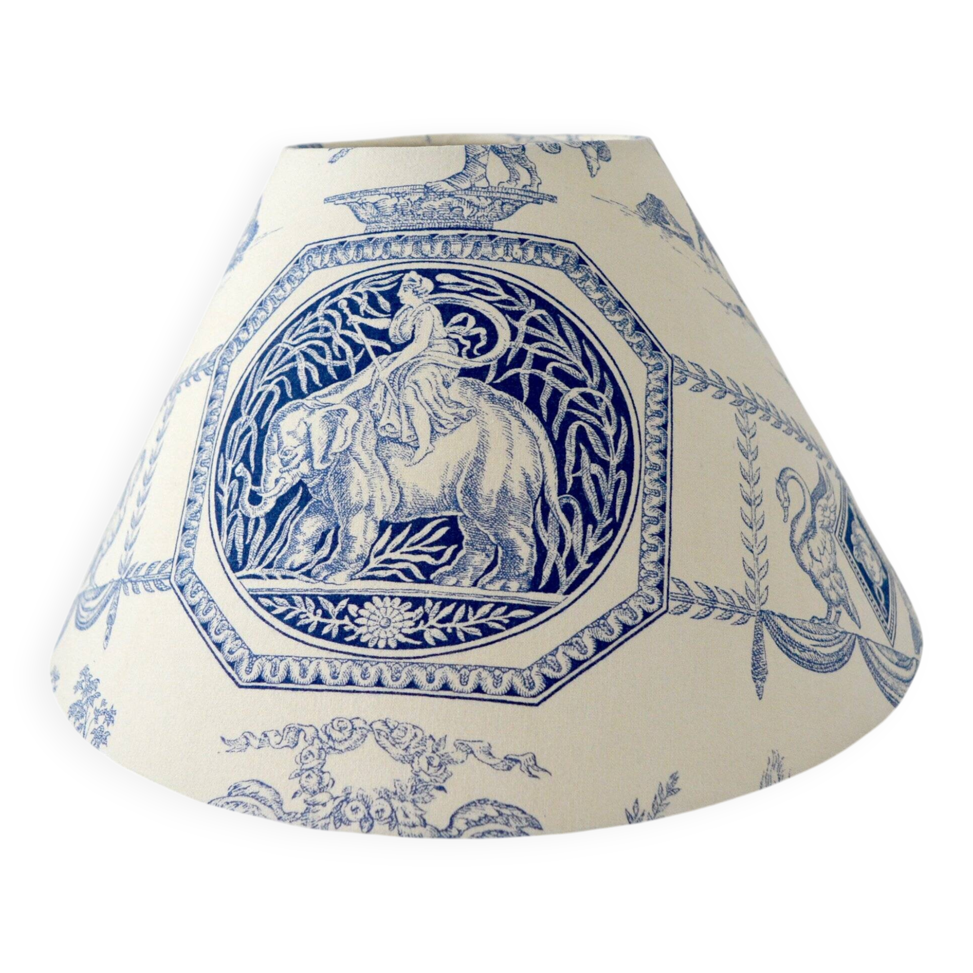 2 Abat-jours toile de jouy bleu