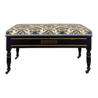 Blackened wood storage bench in the Napoleon III style