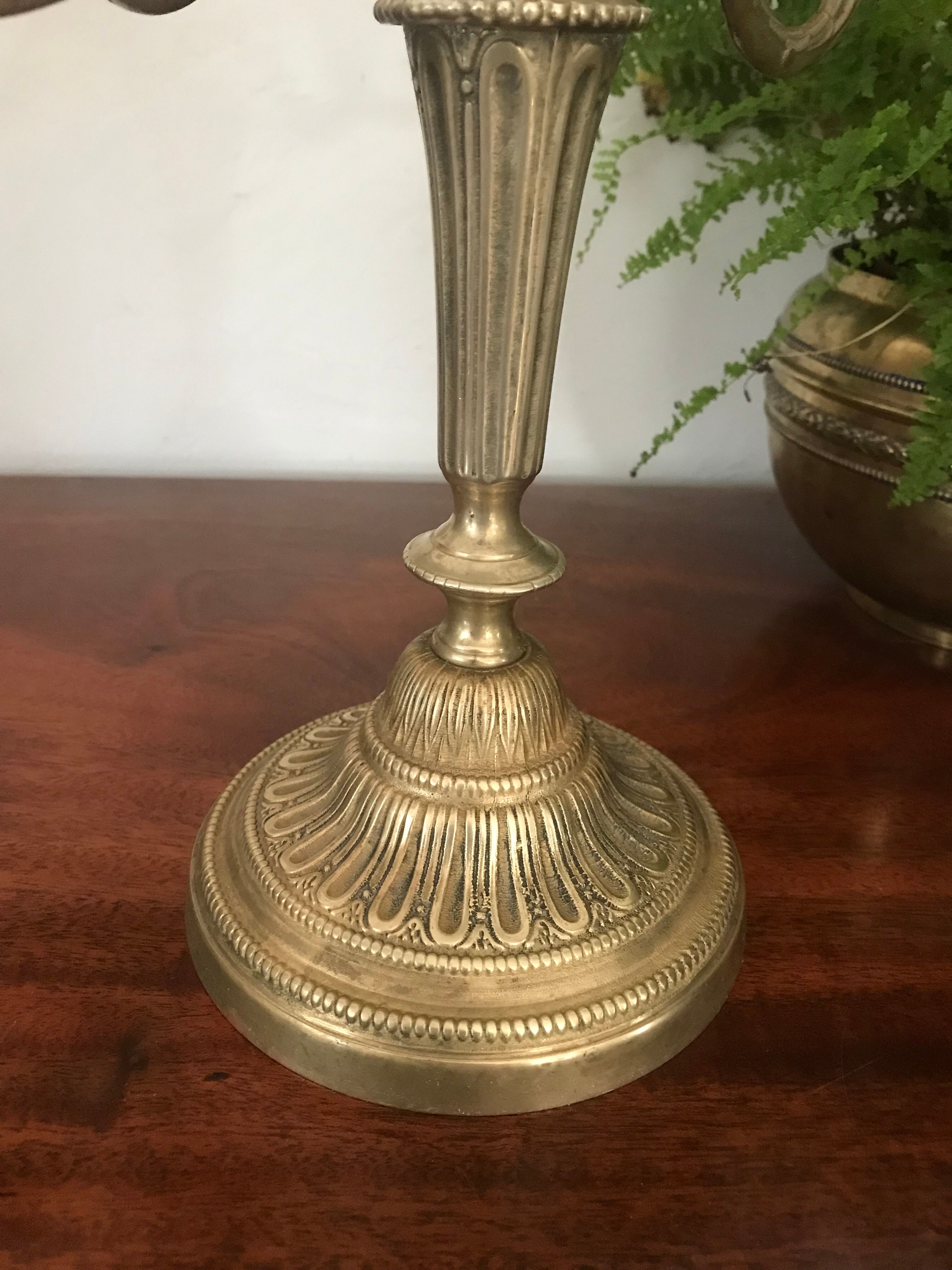 Pair of gilded bronze chandeliers