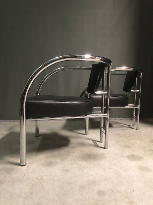 Une paire de petits fauteuils bas par Ronald Cecil Sportes pour Lumen Center, 1987