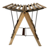 Tabouret ancien pliant à lattes , porte plante