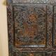 Antique polychrome Tibetan altar cabinet with deer and flowers.