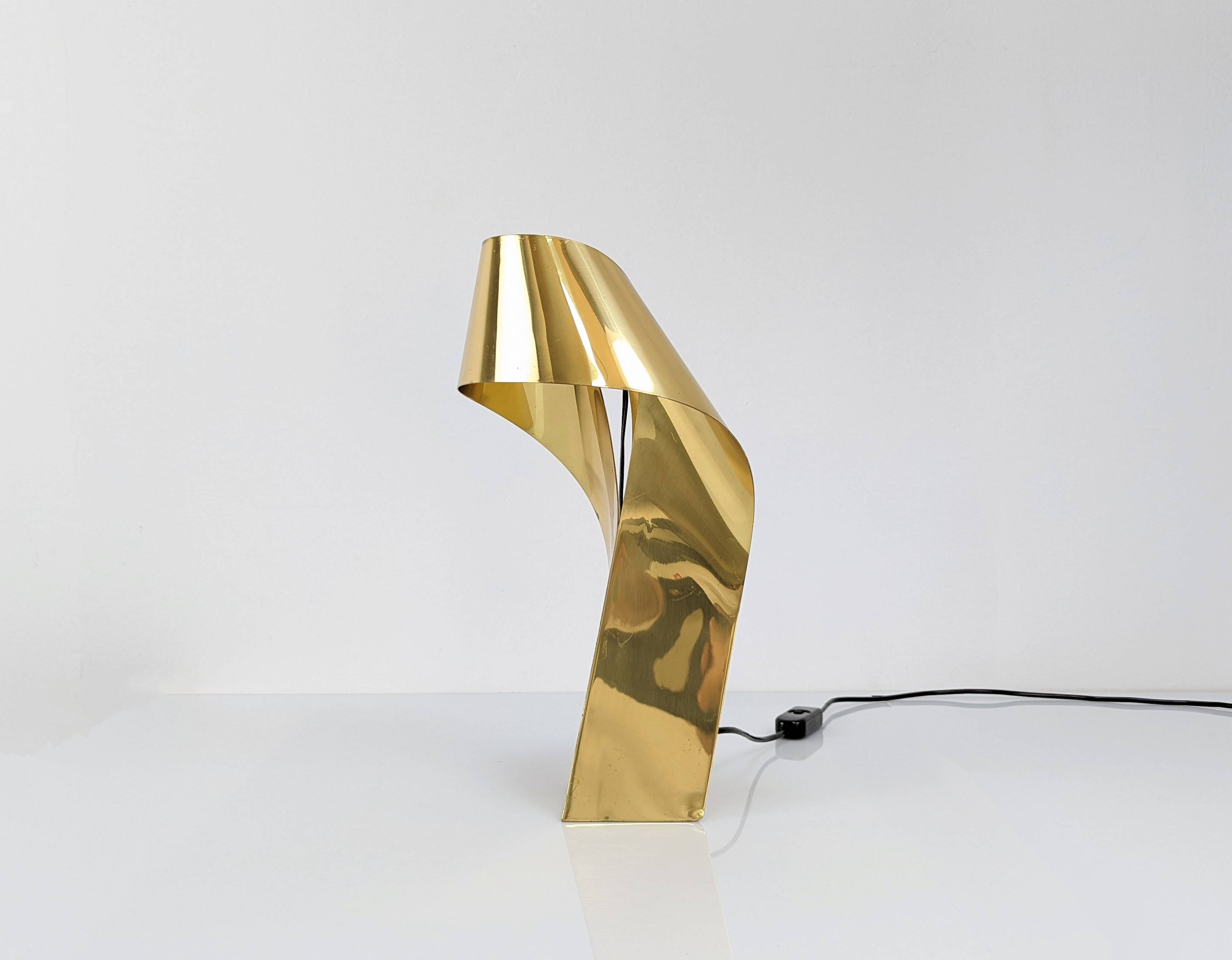Limited Edition Sculptural Brass Lamp by Serge Mansau, 1970s