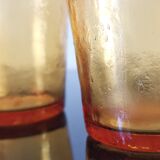 6 old amber colored glasses "lever" year 1970