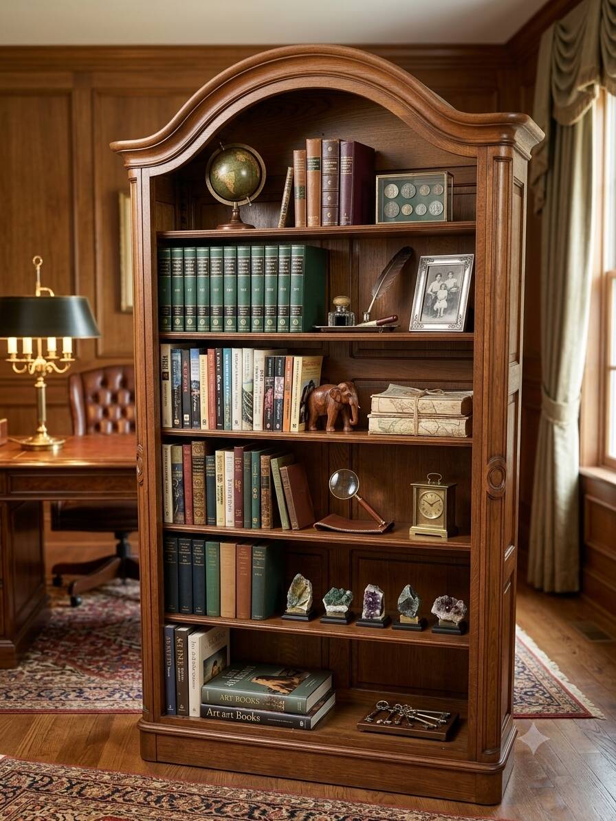 Gendarme hat library in solid oak, mid-20th century.