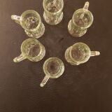 6 shot glasses pressed glass molded choppe shape