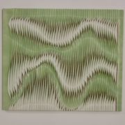 Textured wave effect painting by pleating in light green color. Contemporary. Ref Riviera