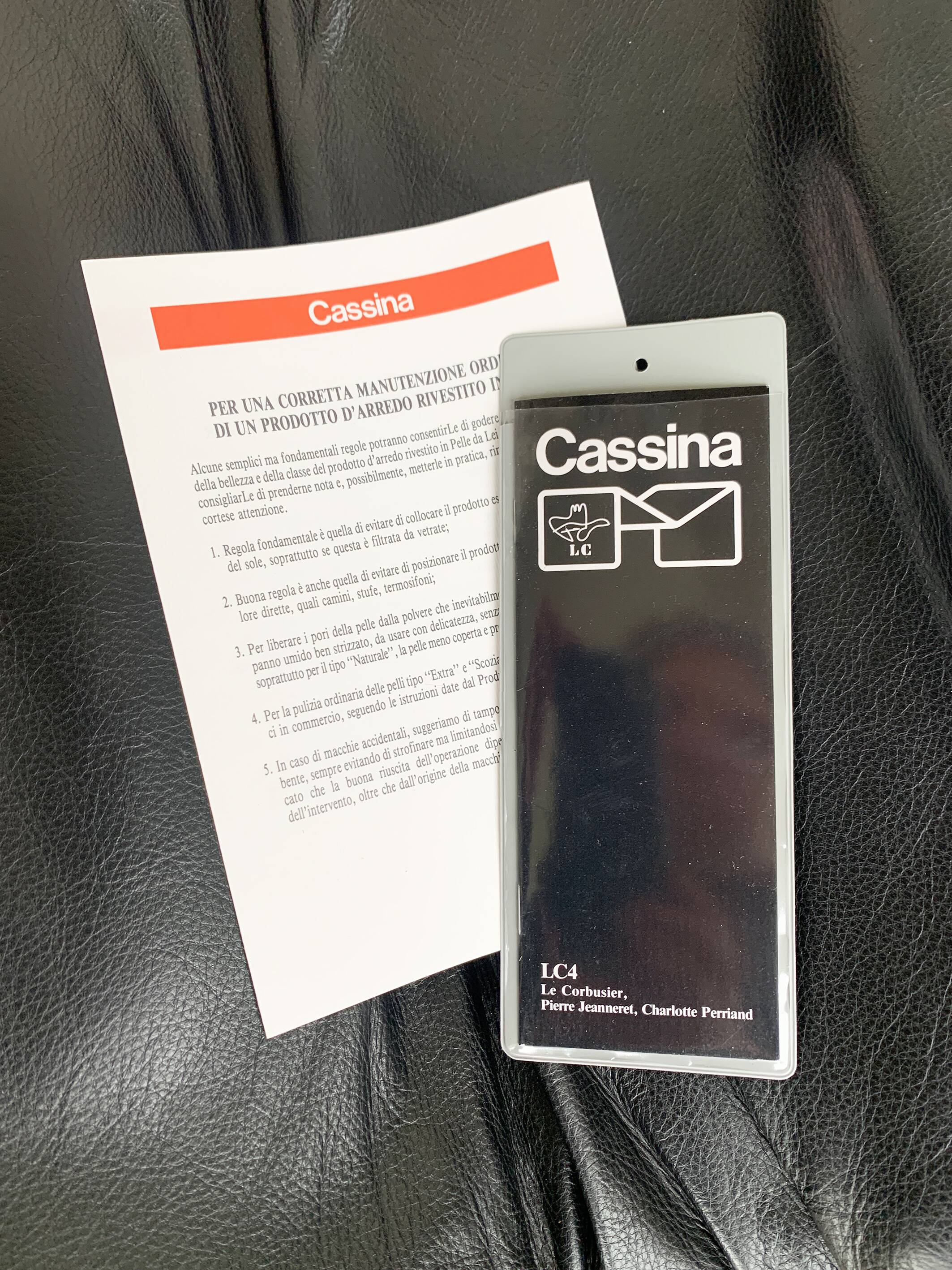 LC4 Cassina Chaise Lounge Vintage Black Leather, Perriand, Le Corbusier and Jeanneret