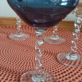 6 glasses of champagne, twisted foot, multicolored, year 1970