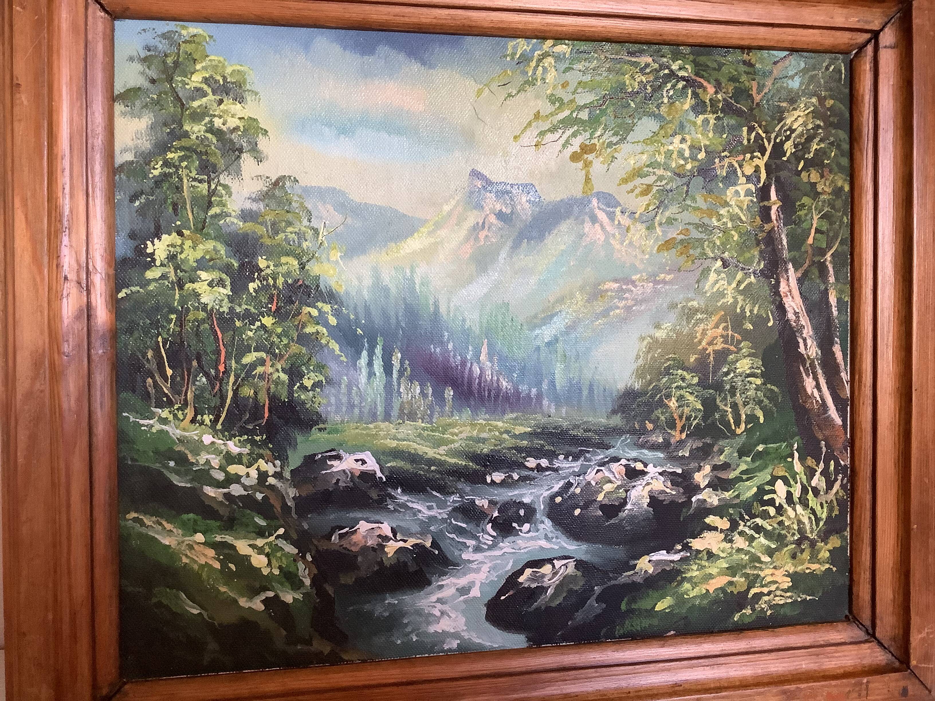 Mountain and torrent landscape painting