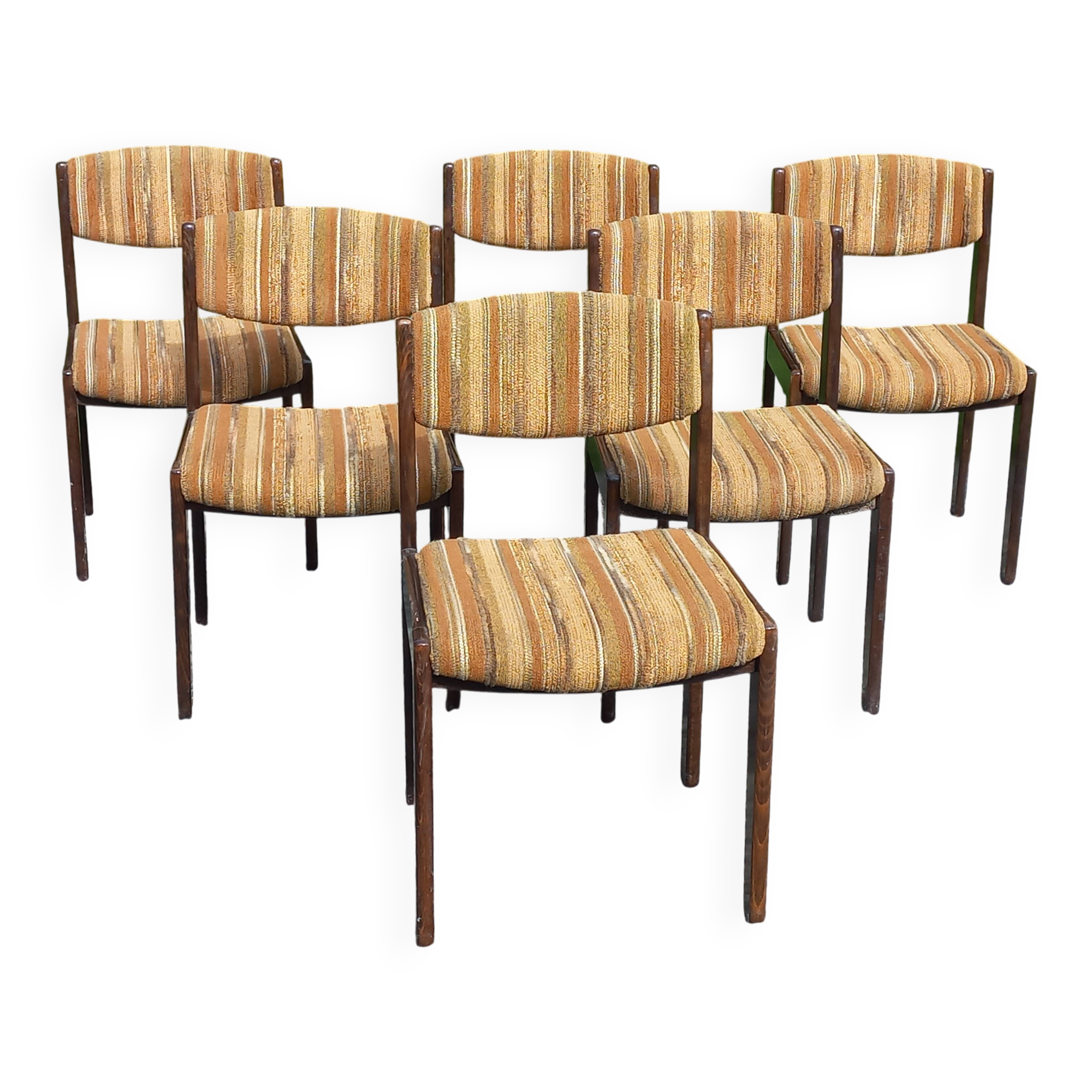 Set of 6 designer chairs from the 1970s.