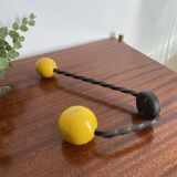 Vintage hook 2 balls in yellow wood