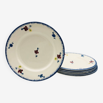 Lot de 6 assiettes plats « Digoin Sarreguemines / modèle Mary-Lou »