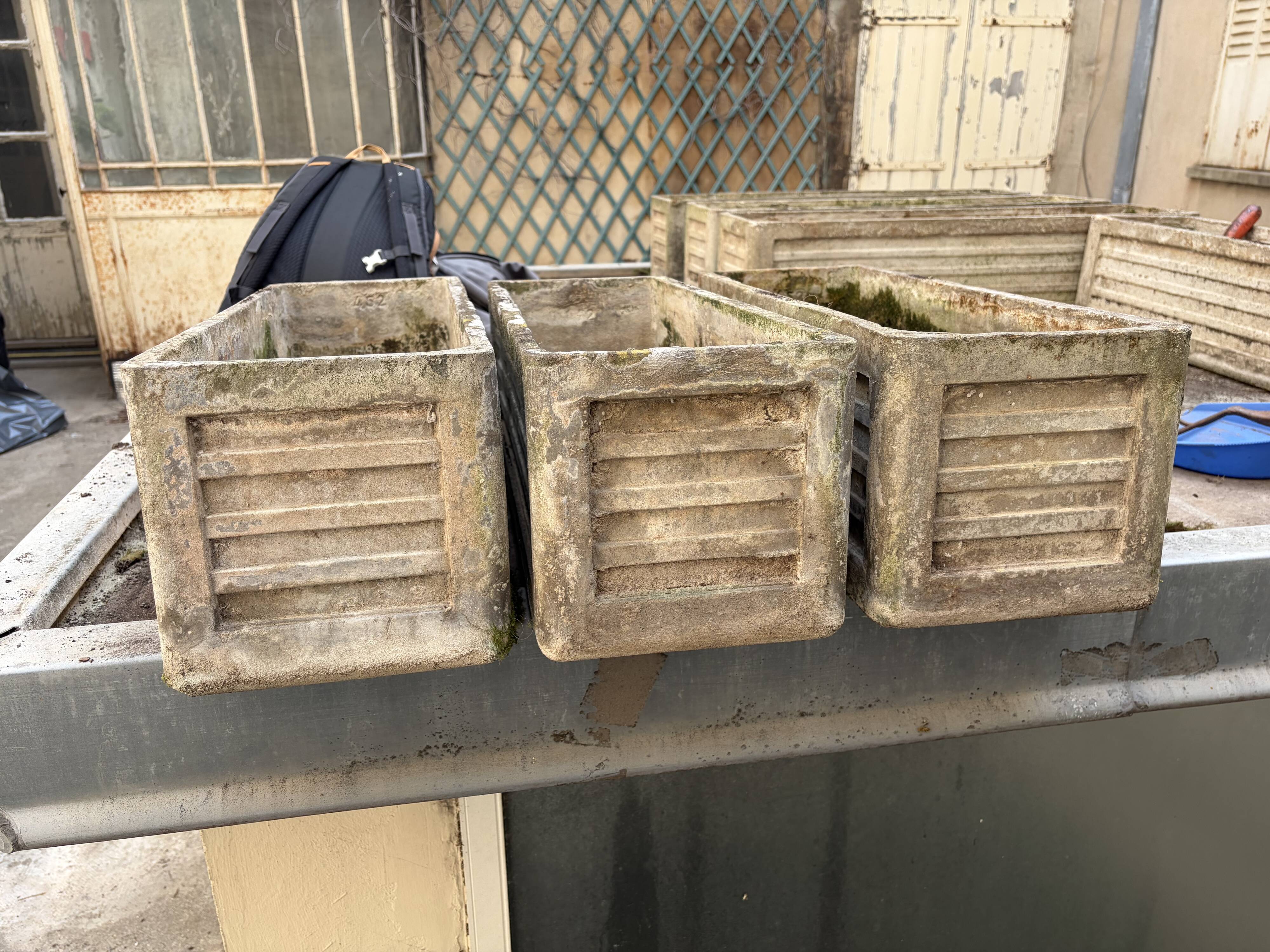 Jardinières en béton, ciment moulé