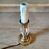 Small 1940s bedside lamp - cut glass and brass base