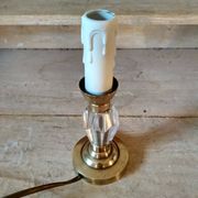 Petite lampe de chevet années 40 - pied en verre taillé et laiton