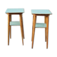 Paire de tables hautes bois clair Italie 1950