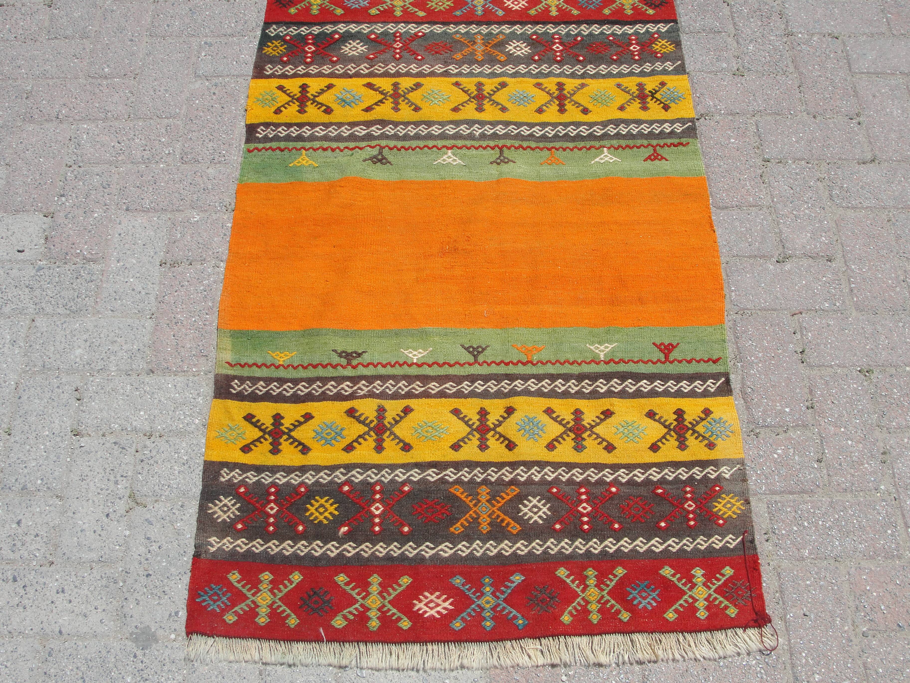 Handmade wool runner kilim rug