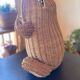 Large vintage 1970s frog magazine rack in rattan — Original fabric